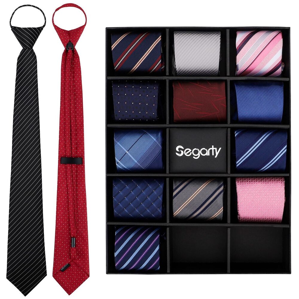 8723 Neckties Set, 14 Pcs Extra Long Striped Pretied Ties , Jacquard